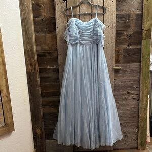 Chic Light Blue Off-Shoulder Prom Dress 14w